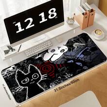 1pc Dark Punk Anime Mousepad XL Creepy Cat Gaming Mat Grunge Desk Pad For Gamers Neon Aesthetic Mouse Pad For PC Setup Dark Punk Anime Gift