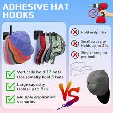 No Drilling Adhesive Wall Hooks 4-Pack Black Hat Rack Cap Holder, Bathroom Accessories Organizer Storage For Baseball Caps Towel Clothes Wall Mounted Hanging Hooks - Đen 4 Cái - Xem 4