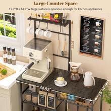 Baker's Rack For Kitchen With Storage, Microwave Stand With Adjustable Shelves, Kitchen Stand With 10 S Hooks, 6-Tier Coffee Bar Station, Kitchen Shelves For Spices, Pots, Gray,10600245 - 深灰色 - 查看 7