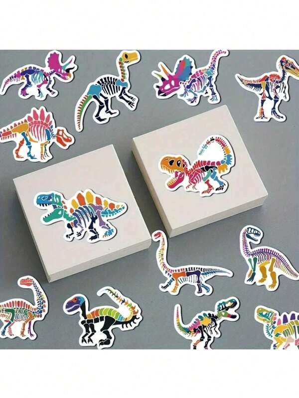 Pegatinas de dinosaurios de dibujos animados de colores - Perfectas para proyectos DIY en equipaje, cuadernos, botellas de agua, fundas de teléfono, guitarras y talla grande. Material de PVC autoadhesivo y duradero