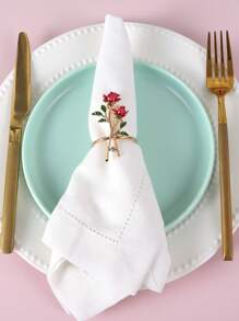 2/4/6 件玫瑰餐巾环、双玫瑰餐巾架、婚礼餐巾夹、晚宴餐巾架