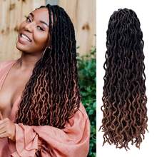 18/24 Inch Goddess Faux Locs Crochet Hair 1/6 Packs/Lot Soft Locs Wavy Crochet Braids Dreadlocks 3 Tone Curly Wavy Twist Braiding Hair Extensions African Roots Braid - Multicolor - View 5