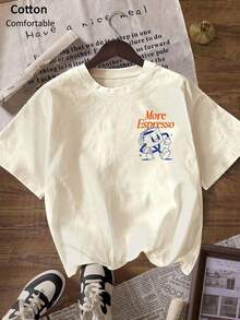 T-shirt unisexe côtelé 100 % coton, imprimé boisson anglaise à la mode, design unisexe sportif, drapé, doux et confortable, manches courtes unisexe, printemps/été et toutes saisons - Jaune clair - Voir 2