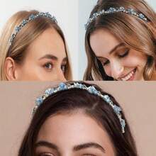 优雅蓝色水晶头带女士发饰，适合婚礼、新娘和伴娘礼物 - 迷人头饰、万圣节服装配饰和节日/生日假期必备配饰