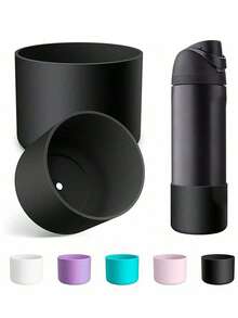 2pcs 7.5-9cm Silicone Water Bottle Sleeve, Fits 24oz 32oz 40oz, Non-Slip Protective Cover With Bottom Bumper, Suitable For Tumblers, Twist And Flip Stainless Steel Water Bottles - Multicolor - View 8