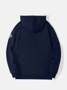 1pc Tween Boys Versatile, Personalized, Fashionable, Loose Fit Pullover Sweatshirt, Spring/Autumn - Navy Blue - View 2