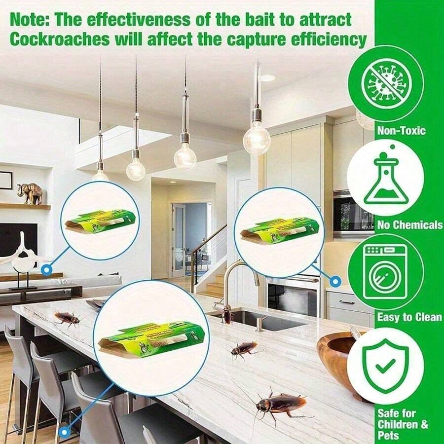 16pcs/8pcs Cockroach Trap - Indoor Use Sticky Board, No Need For Power, Essential Cleaning Supplies For - Green - View 1
