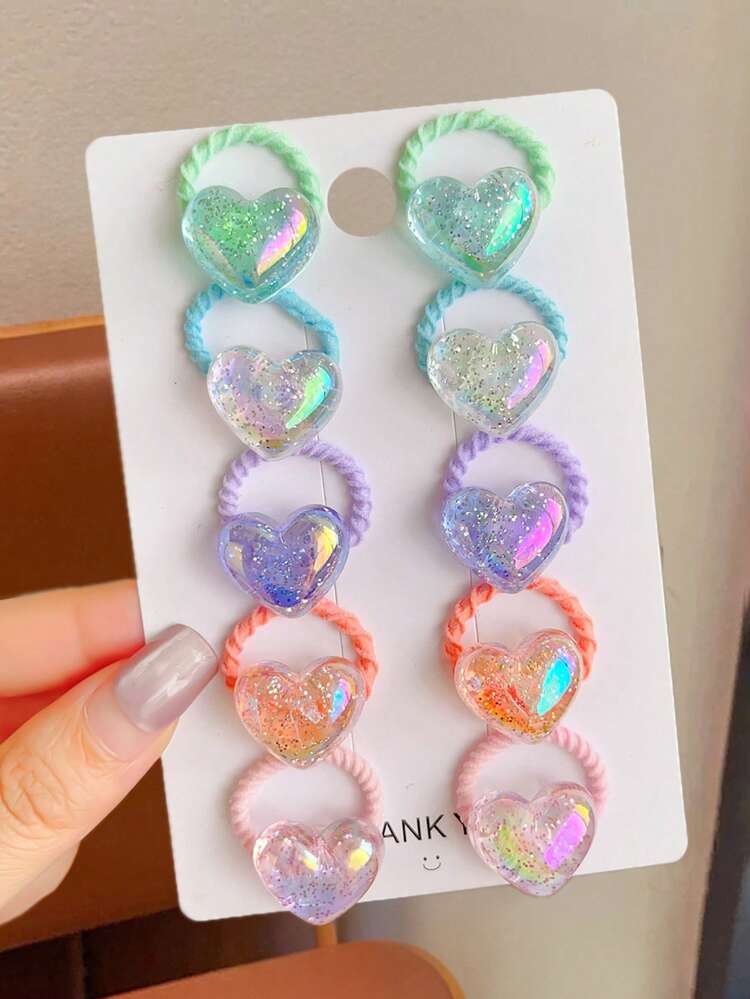 30个/10个装珍珠心形和星形发圈，适合女孩和学生日常佩戴，时尚甜美，是女孩理想的发饰。 - 彩色 - 查看 19