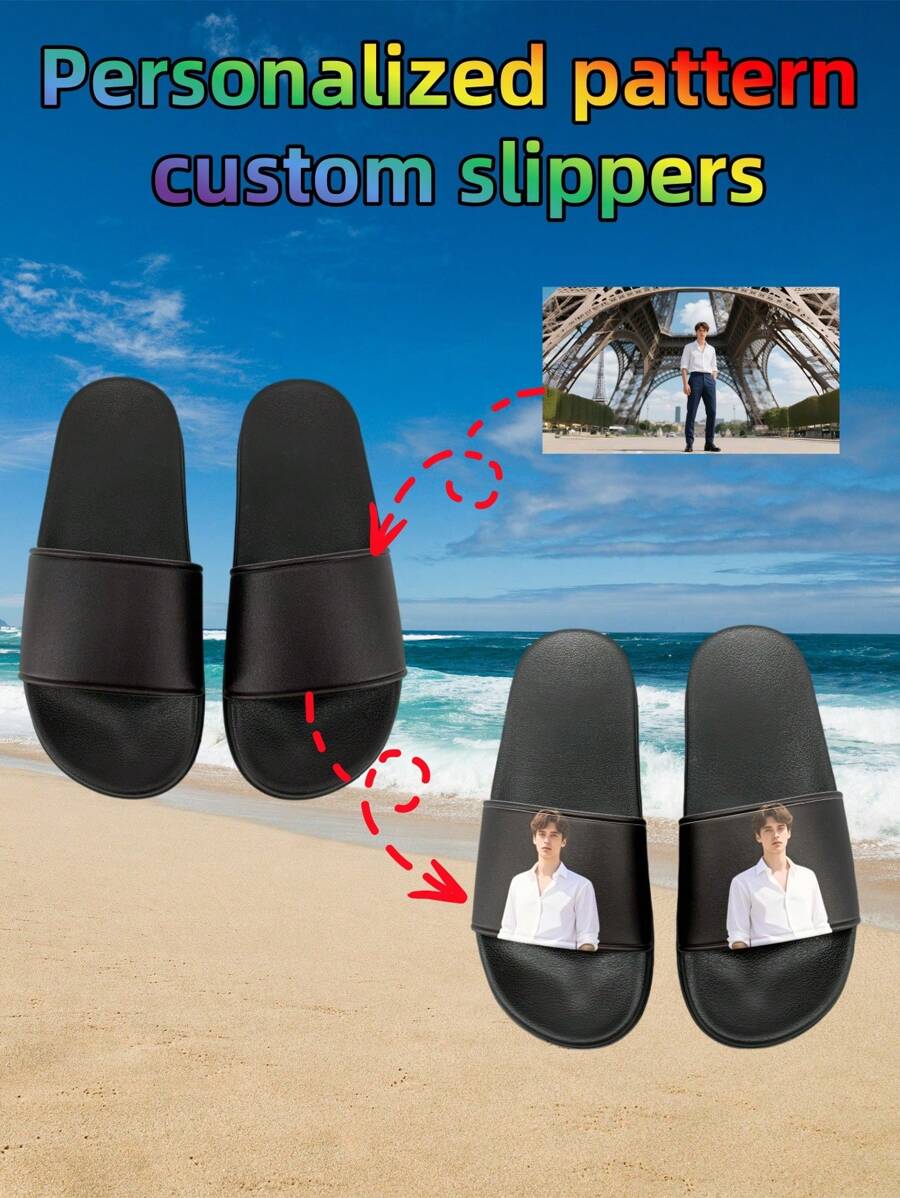 Customized Slippers For Men, Personalized Pattern Slippers, Halloween Gift For Mom/Dad/Her/Him/Boyfriend/Husband/Friend, Customized Gift For Home/Hotel/Salon/Beach/Anniversary