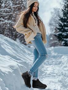 Botas de nieve con forro térmico y a prueba de agua, nuevas para otoño/invierno, ligeras, suaves, antideslizantes, de caña baja, cómodas, adecuadas para tallas grandes, parejas