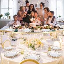 100 Pcs White Party Paper Plates With Gold Rim Scalloped Dessert Plates 10 Inch 8 Inch Disposable White Wedding Paper Dinnerware For Cake Dessert Birthday Baby Shower Tea Party Supplies - 白色 - 查看 6