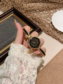 1件女士优雅金色高品质时尚石英表，适合日常佩戴和节日送礼 - 金色 - 查看 2