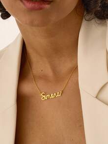 1 件定制项链女士银金色链条项链个性定制名字吊坠项链不锈钢首饰婚礼伴娘礼物周年生日礼物 - 金色2 - 查看 8