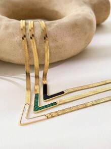 CVNANA 1 Stück stilvoller personalisierter V-förmiger Anhänger Halskette aus Edelstahl - eleganter, simpler Stil, Valentinstag Geschenk mit Alltagsschmuck und Party-Schmuck, ganzjährig raffinierte Metallhalskette für lässige Outfits, formeller Damenschmuck-Accessoire, raffinierter Stil