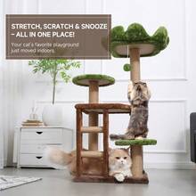 38 Inch Medium Cat Tree, Green Staircase Model Cat Climbing Frame, Multi-Tier Cat Tower With Cat Scratching Post, Cozy Perch Cat Playhouse Cat Climbing Frame - Green - View 3