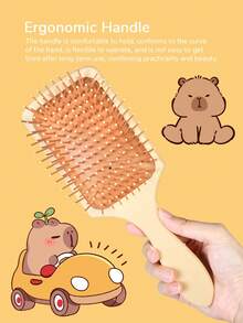1 lược vuông lớn có tay cầm, lược gỡ rối phù hợp với mọi loại tóc, dễ dàng chải tóc ướt, khô và hư tổn. - Màu be - Xem 3