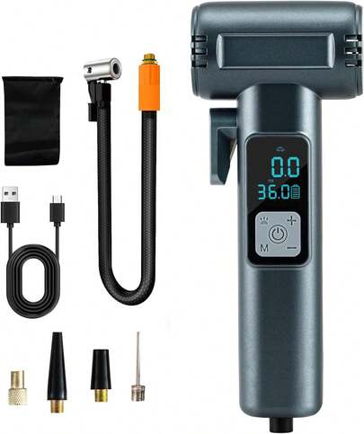 Reifenfüller, tragbarer Luftkompressor, tragbare kabellose Mini-Luftpumpe mit digitalem Druckmesser und automatischer Abschaltfunktion, Reifenpumpe für Autos, Motorräder, Fahrräder, Bälle