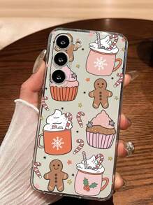 1 pieza Funda de teléfono suave con diseño de hombre de jengibre navideño compatible con iPhone, Honor, Redmi, Galaxy A04e/12/A13/A14/A34/A50/A52/A53/A54/S21/S22/S23/S24/S25/S25Ultra, 6A/7A/8A, 12T/13T, resistente al agua, a golpes y a arañazos