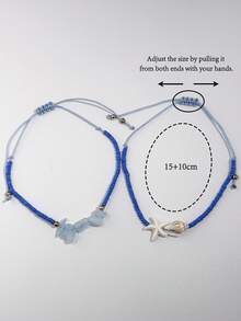 Bộ 12 vòng tay phong cách Bohemian màu tím làm từ vỏ sò và hạt cườm, có thể điều chỉnh kích thước. - Màu tím - Xem 4