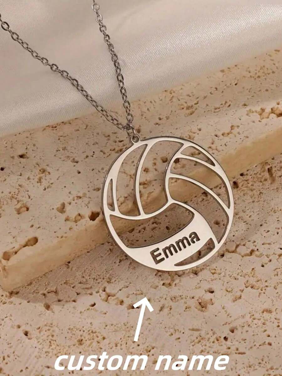 1 st. Anpassat personligt graverat volleybollhängehalsband, personliga sportsmycken, modern, färgglad, söt, julklapp - Multifärgad - Visa 1
