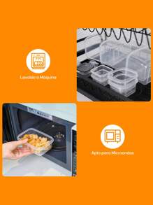 Set 42 recipiente hermético contenedor alimentos almacenar transparentes, organizadores cocina apilables juego multiusos plástico resistente, gran capacidad - Blanco - Ver 7