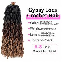 18/24 Inch Goddess Faux Locs Crochet Hair 1/6 Packs/Lot Soft Locs Wavy Crochet Braids Dreadlocks 3 Tone Curly Wavy Twist Braiding Hair Extensions African Roots Braid - Multicolor - View 6