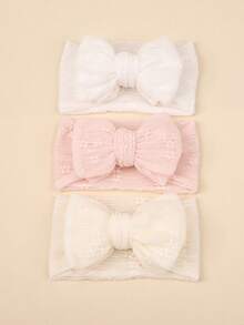 3 Stück Baby Mädchen süße weiche Jacquard Mesh Spitze Doppelschleife Stirnbänder, Boho Stil, geeignet für alle Jahreszeiten - Verschiedenfarbig - Übersicht 11