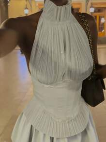 Women's Sexy Backless Tie-Up Corset Dress,Romantic Pleated Design Stand Collar A Line Dress Party Other Wear Gala Night,For Thanksgiving Day,Christmas Clothing