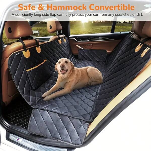 Capa de assento de carro para cães de alta resistência - Protetor de assento traseiro antiderrapante para SUV, sedã e caminhão - Capa de assento de nylon para animais de estimação fácil de limpar - Proteção interna de carro à prova d'água e resistente a arranhões, forro de carga, projetada para cães