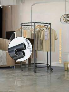 1pc Hexagonal Rotating Clothes Rack, Heavy Duty Rolling Garment Rack, Space-Saving Sturdy Metal Floor Standing Multi-Bar Clothes Rack, Suitable For Bedroom, Dorm And Balcony, Rotating Clothes Rack For Room, Bedroom, Living Room, Holiday Gift - Multicolor - View 7