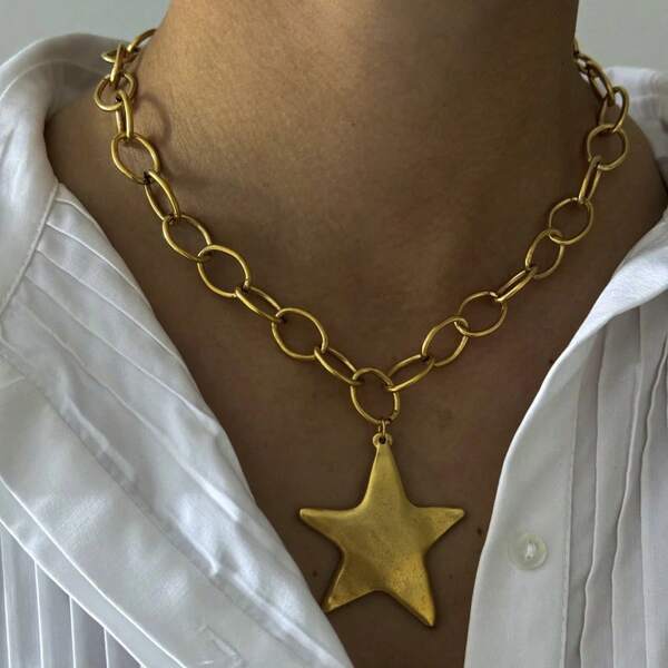 1pc Minimalism Simple Chunky Heart Decor Hammering Pattern Creative Chunky Charm Necklace Golden Chain Handmade Twisted Pattern Chain Fashionable Women Choker Pendant Necklace Classic Jewelry Luxury Girl Accessories Party Gift For Friend Free To Match Silver Women Necklaces