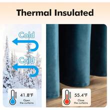 2 Panels Blackout Curtains Solid Soft Grommet Mustard Yellow Thermal Insulated Soundproof Room Darkening Curtains/Drapes/Panels Fall Living Room Bedroom 52 X 90 Inch - 孔雀藍 - 查看 6