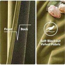 2 Panels Blackout Curtains Solid Soft Grommet Mustard Yellow Thermal Insulated Soundproof Room Darkening Curtains/Drapes/Panels Fall Living Room Bedroom 52 X 90 Inch - 苔綠色 - 查看 4