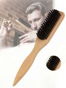 Boar Bristle Hair And Beard Brush For Men And Women - Unscented Mane Bristle Professional Barber Styling Brush For Thick/Thin Hair, Fade And Clipper Cleaning Comb, Slick Back Smoothing Tool Hair Hairbrush Hair Brush