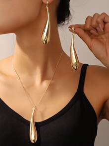 1 Set Classic Fashionable Elegant Crystal Inlaid Necklace & Earrings Jewelry Set - Silver - View 7