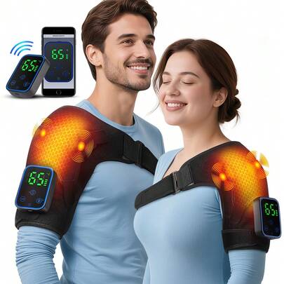 Hailicare 5000mAh Rechargeable Heated & Vibrating Neck & Shoulder Massager, Graphene Heating Dual Control Electric Massage Device With 7 Heat Levels + 3 Vibration Modes, Detachable Controller, Perfect Gift For Mother's Day, Valentine's Day, Easter