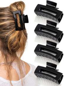 4 Pcs Large Square Retro Minimalist Hair Claw, Suitable For Women With Thick Hair, Clips For Styling, Bathing, Outdoor, Versatile Accessory Hair Jaw Clip Hair Clamps Hair Clutch Hair Catcher Clip Fall Winter Hair Clip Claw Clip Hair Accessories For Women For Vacation Outfits Woman - Multicolor - View 24