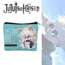 Jujutsu Kaisen 1 pieza Billetera miniatura personalizada con diseño de personaje de anime Gojo, bolsa para cambio de patrón de dibujos animados linda y de alta belleza para hombres y mujeres, bolsa de almacenamiento para auriculares Bluetooth y artículos de papelería