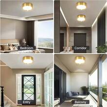 1 件金色嵌入式筒灯，现代 LED 吸顶灯，客厅/卧室吸顶灯，金色圆形 LED 面板灯，5W/10W/15W/25W，冷白/中性白/暖白，AC185-265V，易于安装，适用于卧室、客厅、厨房、走廊、楼梯、地下室、车库、酒吧、商场、书房、陈列室 - 金色明裝筒燈 - 查看 11