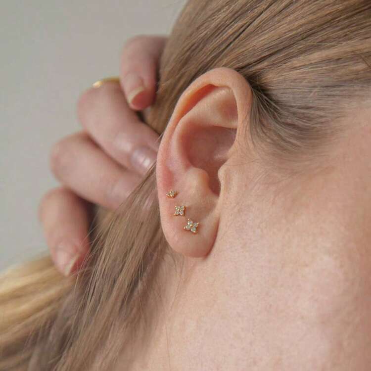Fashion Small Flower Stud Earrings Minimalist Gold Color Ear Bone Ear Accessories For Women Girls - 3mm - Xem 6