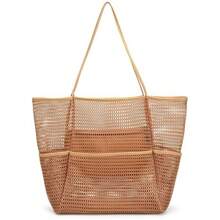 1pc Women's Mesh Beach Tote Bag, Suitable For Picnics, Shoulder Carry Tote Bag, Pool & Leisure Travel Bag, Essential For Beach Vacation, Foldable With Zipper Pocket Large Swimsuit Beach Bag, Waterproof And Anti-Sand Mini Pocket, Suitable For Women Beach Bag, Fit For Picnic, Vacation, Swimming, Beach Travel, Storage Tote
