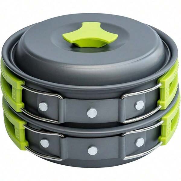 Batterie de cuisine de camping – Ensemble de couteaux portables avec casseroles et poêles, compatible avec réchaud de randonnée, accessoires de cuisine d'extérieur