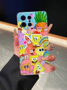 SPONGEBOB 1 pieza Funda protectora de teléfono con perforaciones y diseño de arcoíris de Spongebob compatible con Samsung/Apple 16/15/14/13/12/11Pro Max/12Pro/14Plus y otros modelos