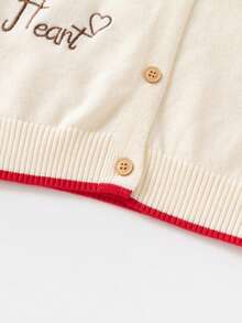 Girls' Letter & Bear Knitted Cardigan Sweater, Autumn/Winter