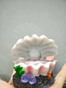 1pc Ocean Oasis Shell Pearl Air Stone, ABS Aeration Stone For Fish Tank Decoration, Uncharged, No Battery Required, Compatible With Small Fish Tanks, Hose Not Included. Boosts Oxygen & PH, Durable Resin Bubbler For Fish Tanks, Enhances Aquatic Life - Multicolor - View 8