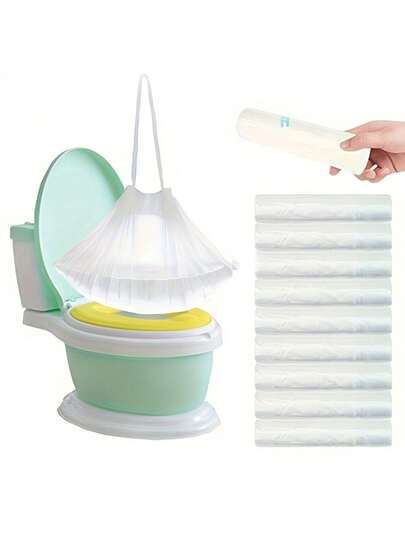 20pcs Disposable Toilet Bags, Heavy-Duty Disposable Toilet Bags With Drawstring Closure - Portable Toilet Seat Cushion With Hanging Hole, Leakproof Waste Disposal For Camping, Travel, RV, Home - Hygienic One-Time Use Toilet Essentials (20 Count), Travel Hygiene Product, Easy Cleanup, Durable Plastic, Rv Owners