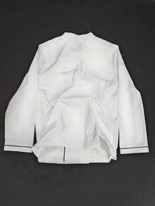 Men's White Simple & Formal Chef Jacket, Hidden Button Design, Essential For Professional Chefs - White - View 4