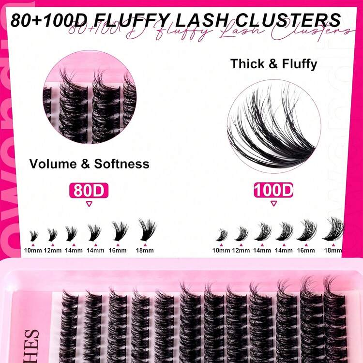 MEM 240片D型卷翘蓬松假睫毛，30D/40D/50D/80D密度，长度9-18毫米，厚度0.07毫米，仿貂毛簇状假睫毛，3D俄罗斯卷翘睫毛，中等密度，适合打造从自然到魅惑的猫眼妆容，可重复使用，适合新手，也适合日常妆容、派对、万圣节和圣诞节，是万圣节和圣诞节的必备单品。 - D - 查看 7