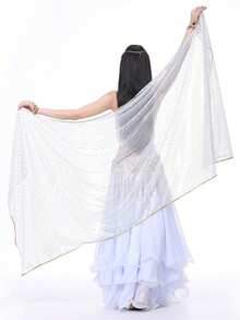 輕量半圓形雪紡手帕肚舞服裝臀巾亮片飾邊披肩面紗 250x120cm - 彩色 - 查看 45