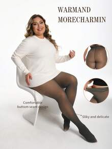 Thick Warm Pantyhose, Stylish Fake Skin Fleece Tights, High Waisted Design, Women's Pantyhose Stockings Winter - Da đen trong suốt - Xem 7